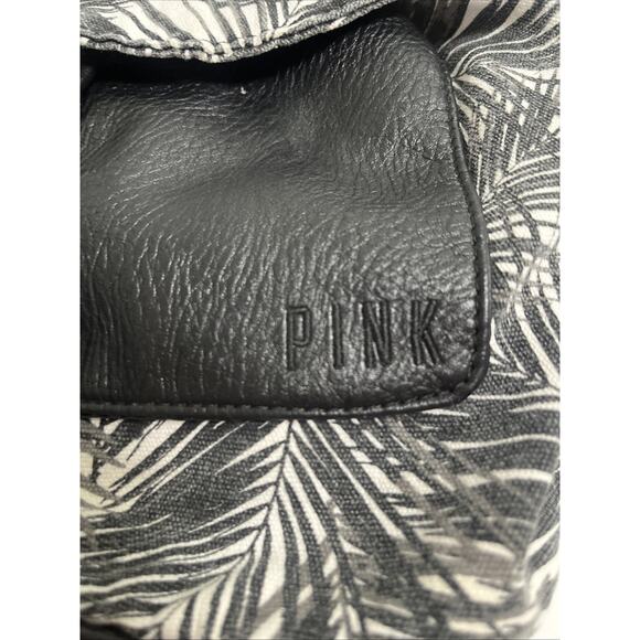 PINK Backpack purse leather and cloth Palm‎ pattern size 13 x 10 - Picture 2 of 6